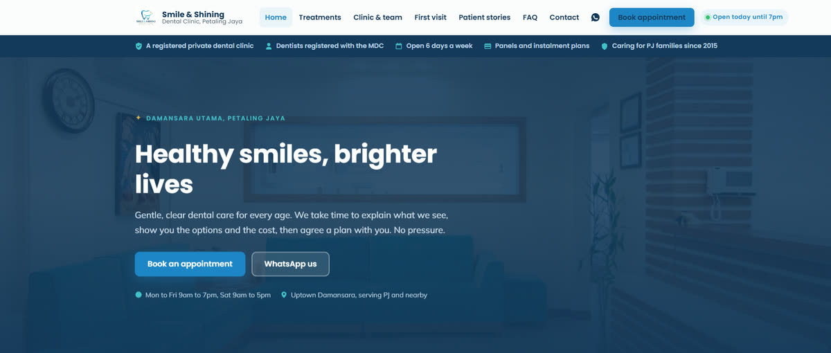Smile and Shining Dental Clinic concept website