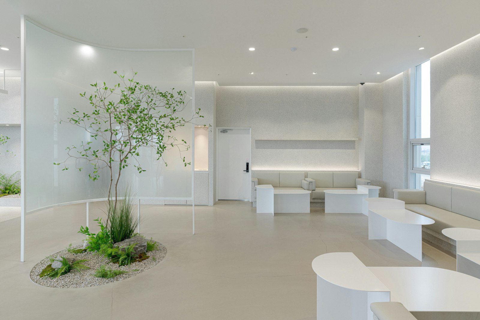 A quiet, well-lit corridor inside the clinic