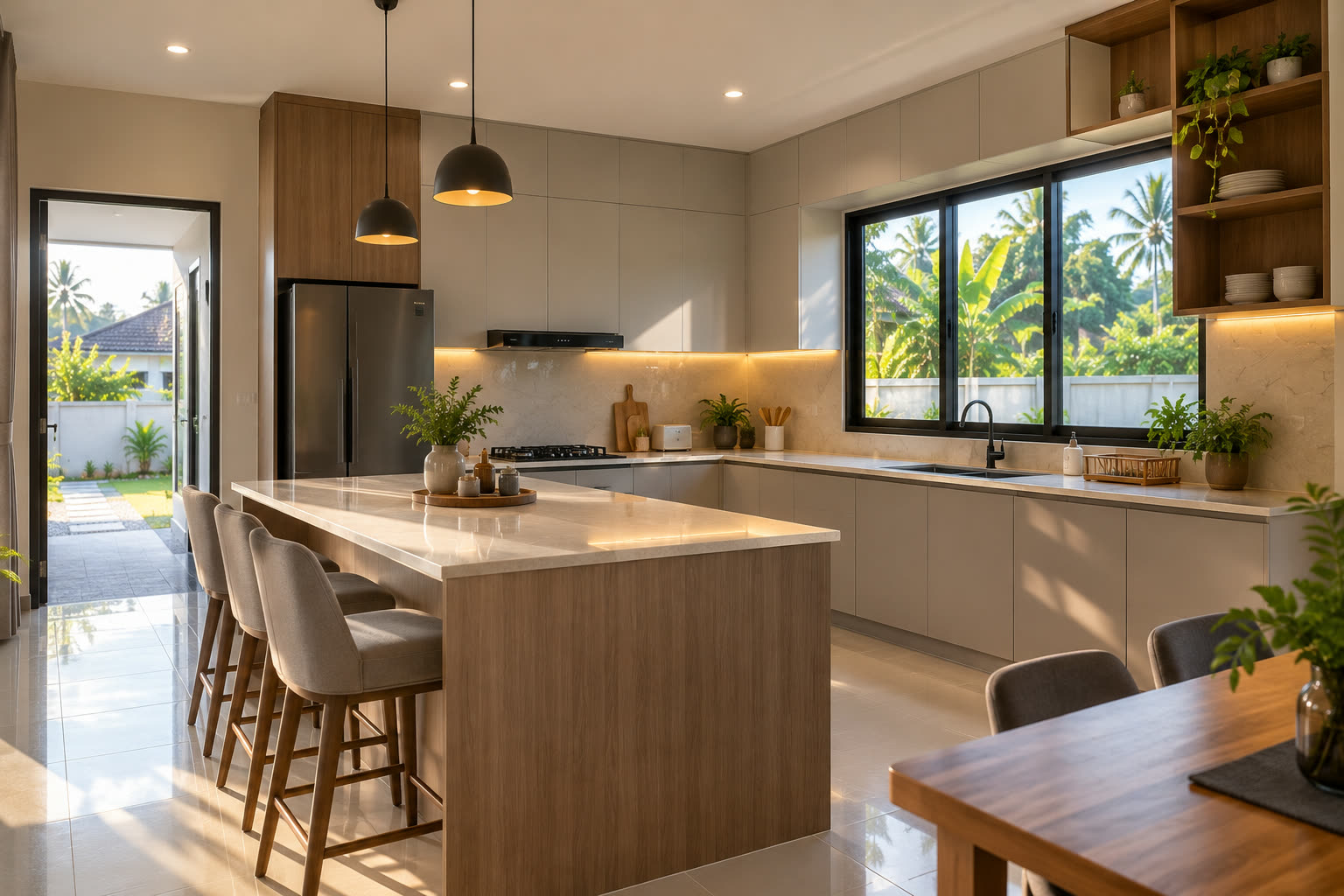 New kitchen after the renovation and extension in Kota Bharu