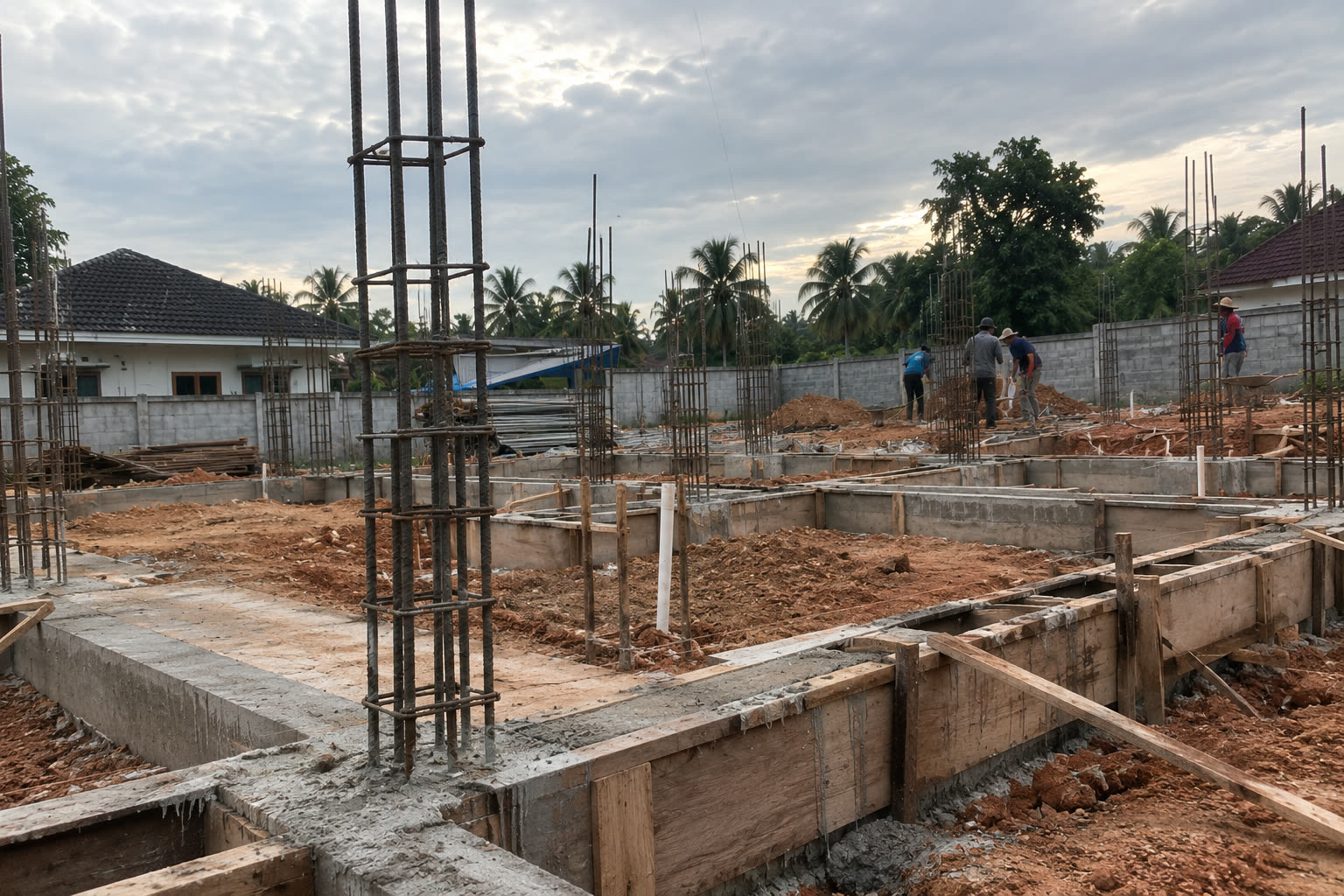 Foundation and ground beam work on a residential site